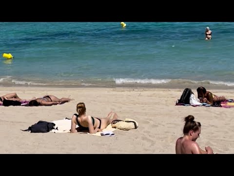 Hotel Playa Adults Only, Can Pastilla Beach  - lying on the beach at Sunset 4K