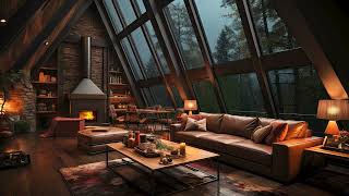 Tranquil Night In A Forest Cabin With Rain & Fireplace For Sleeping , Meditation🔥
