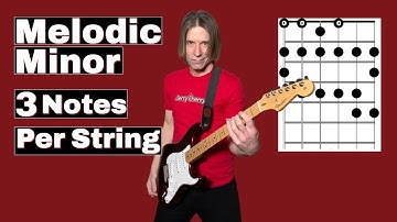 The Melodic Minor Scale - 3 Notes Per String - And its Modes on Guitar