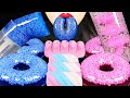 ASMR BLUE VS PINK FOOD EDIBLE FROG EGG JELLY DONUT, PEEPS MARSHMALLOW, INTERSTING DRINKING SOUNDS 먹방