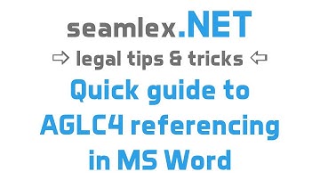 AGLC4 referencing with Microsoft Word