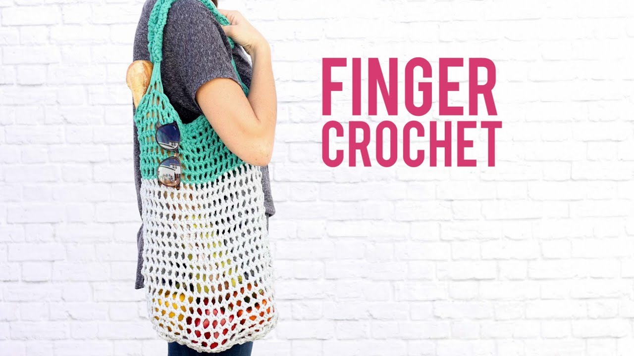 Ravelry Easy Finger Knit Market Bag pattern by Lorraine Hearn