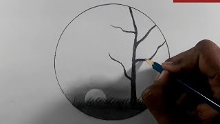 Circle drawing - easy circle drawing - easy circle scenery - easy scenery drawing - pencil drawings