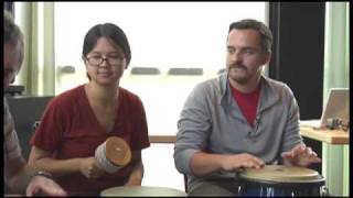 Drum circle with Charlyne Yi and Jake M. Johnson