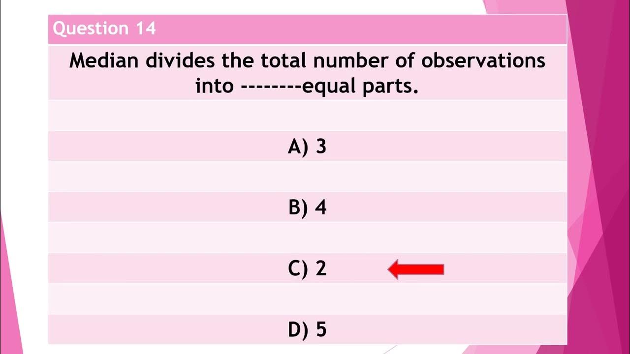 MCQ Measures of central tendency(Mean, Median, Mode)Partition values