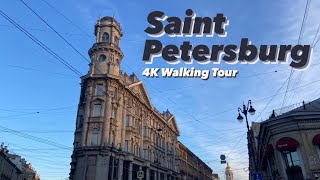 Saint Petersburg Russia - Walking tour on a frosty morning along the main streets of the city