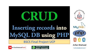 Inserting Records in MySQL DB using PHP by Arfan Shahzad