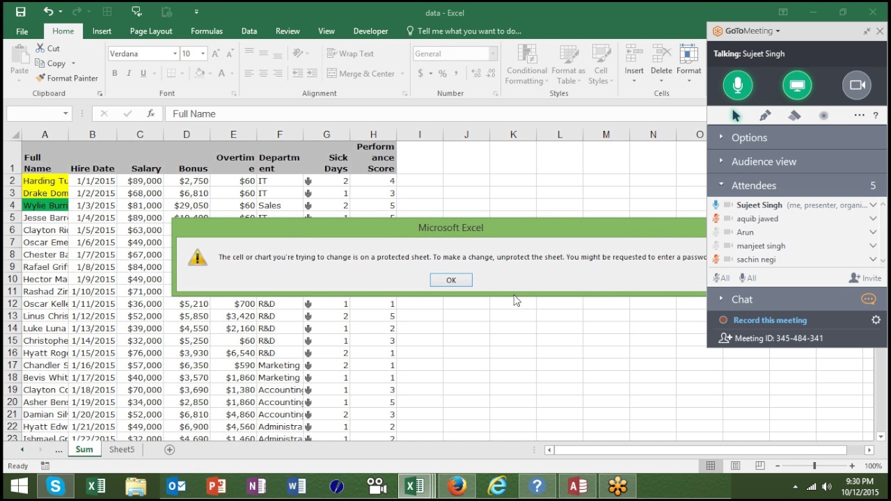 worksheet protection in excel - YouTube