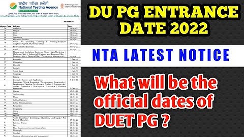 DU PG ENTRANCE DATES 2022|NTA LATEST NOTICE|DELHI UNIVERSITY ENTRANCE NOTICE|DUET ENTRANCE SCHEDULE
