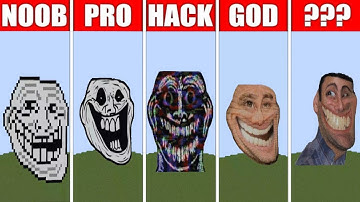 Pixel Art (NOOB vs PRO vs HACKER vs GOD) Trollface in minecraft