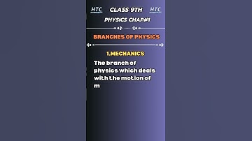 Define Mechanics | Branches Of Physics | Class 9th Physics | Chapter#1 | FBISE | HTC