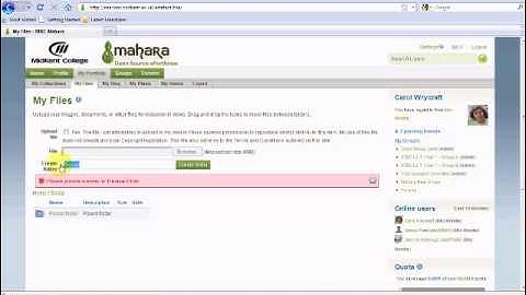 Mahara Creating Folders and Uploading Files.wmv