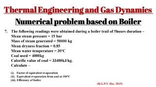 Numerical Problem based on Boiler ll Thermal Engineering and Gas Dynamics ll Mechanical Engineering 