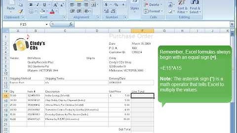 BSBITU304A Section 5: Create a purchase order in Excel 2007