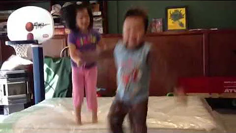 Ethan breaking in his new mattress