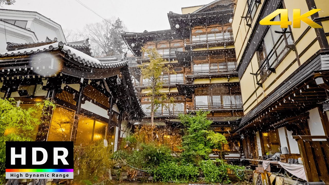 【4K HDR】Snowy Shibu Onsen Walk in Narrow Alleyways - Nagano, Japan 2021
