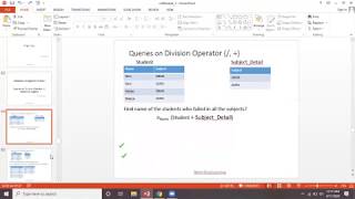 Division Operator Queries in Relational Algebra (DBMS)