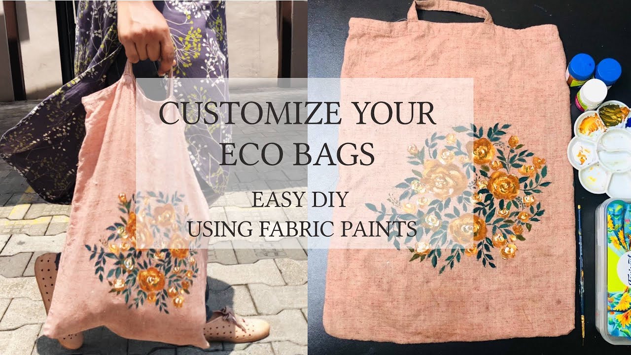 Customize your ecobags / Fabric painting on old cloth bag / Easy DIY
