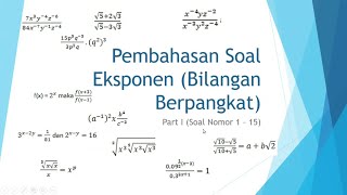 Pembahasan Soal Eksponen (Bilangan Berpangkat) | Bagian 1 soal nomor 1 - 15