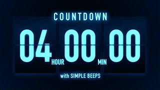 4 Hours Flip Clock Timer / Simple Beeps 🔵