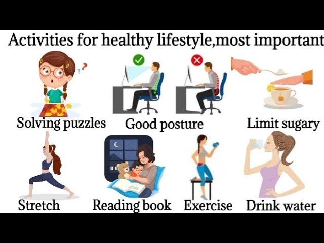 Daily Routine Activities for Optimal Health: Building a Healthy Lifestyle English vocabulary. class=