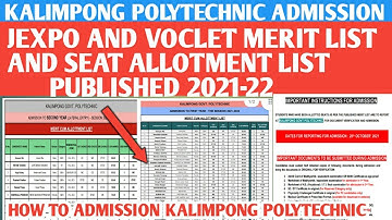 Kalimpong Polytechnic Jexpo and Voclet Merit list published 2021 || Admission Date Announced