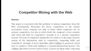 Competitor Mining with the Web