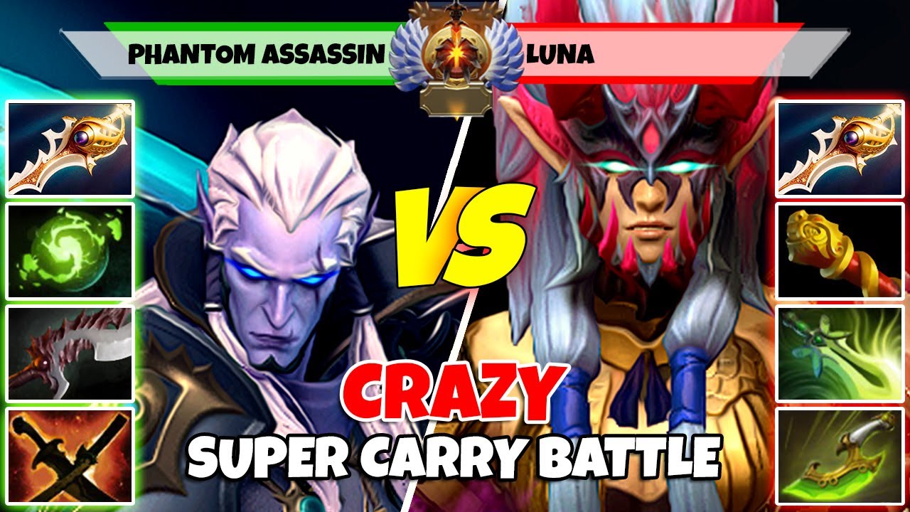 PHANTOM ASSASSIN (керри) против LUNA (керри) — Эпическая битва игроков Dota 2 ранга Immortal — Z ...
