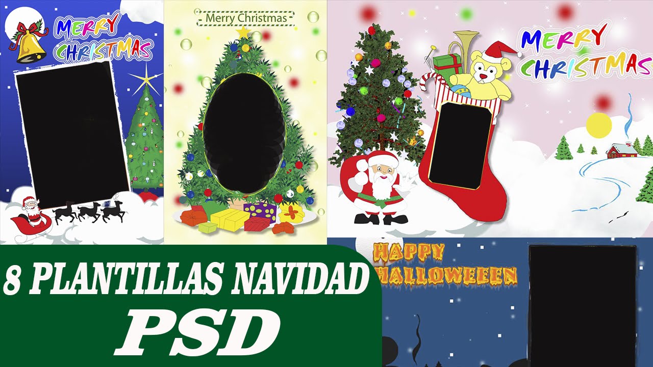 Pack de Marcos Navideños │8 Plantillas psd editable en photoshop CC - YouTube