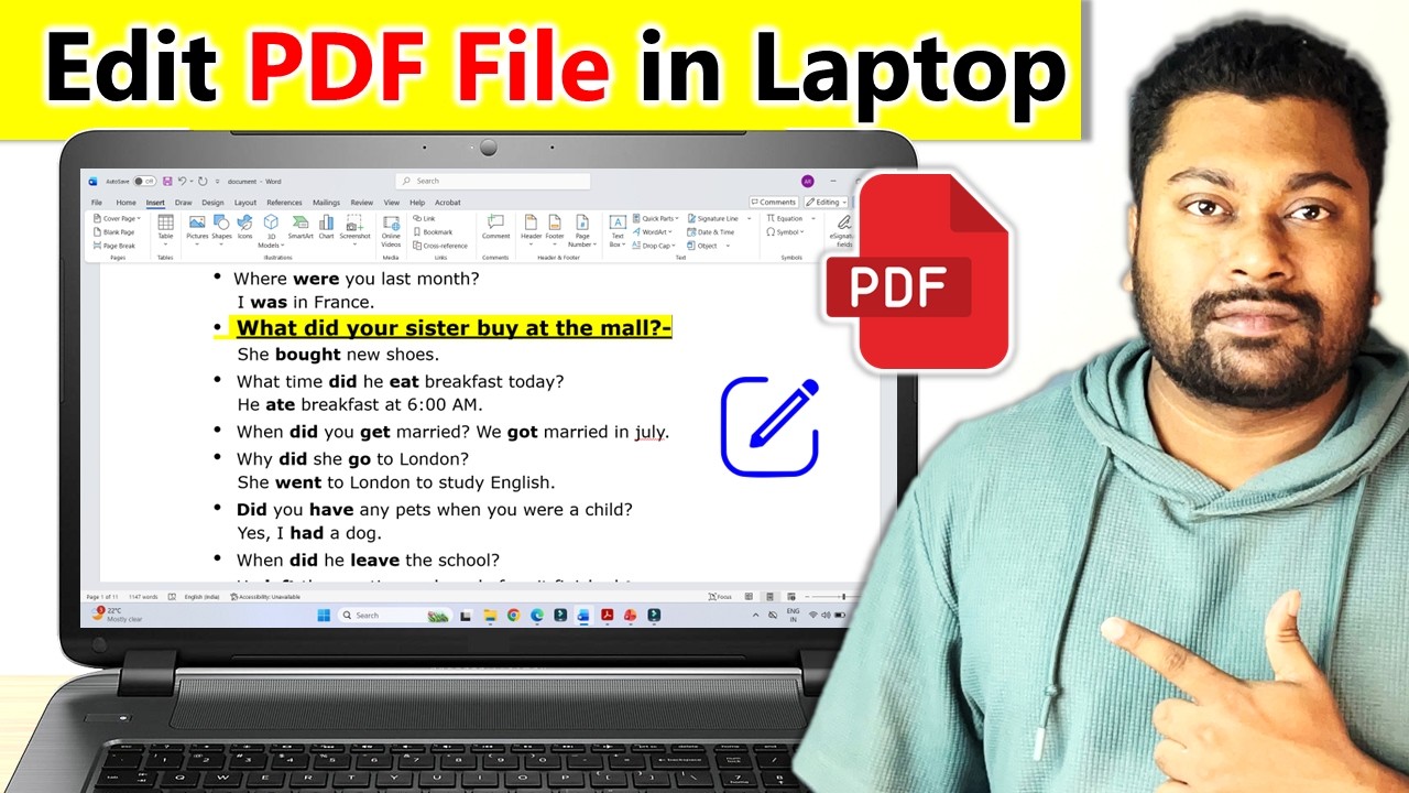 How to edit pdf file in laptop | laptop me pdf edit kaise kare | pdf ...