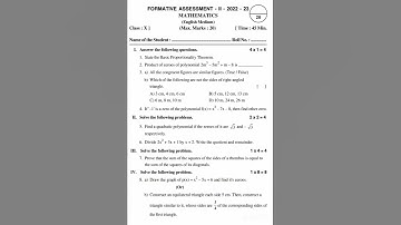 10th class FA2 maths model question paper 2023  2024