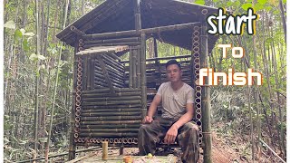 Making a Bamboo House and Cooking in the Forest || Start to Finish