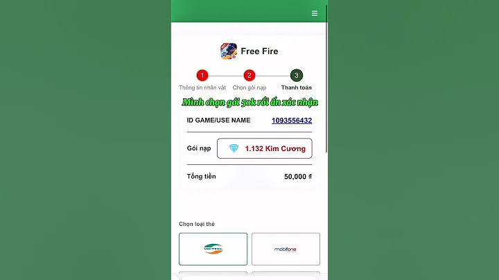 Cách nạp kim cương bằng thẻ cào 50k nhận 1.132 kim cương #cachnapkimcuong #freefire #naplau