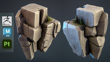 Modeling and Sculpting a Stylized Boulder Rock with Zbrush, Maya, and Substance Painter