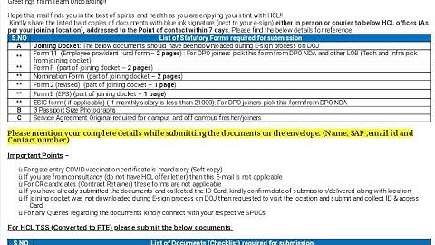 Hcl Physical Document Joining | Complete your HCL Onboarding - Physical Document Submission | #hcl