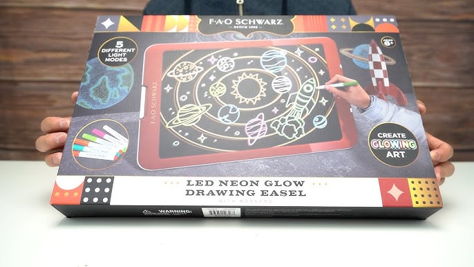 Discovery Neon Glow Drawing Easel w/ 6 Color Marker, Light Modes