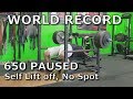 World Record NO Lift off, NO Spot Bench Press