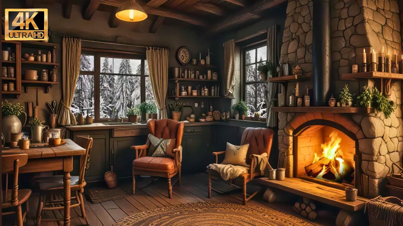 🔥 Relaxing Music by the Fireplace – Cozy Snowy Winter Atmosphere - YouTube