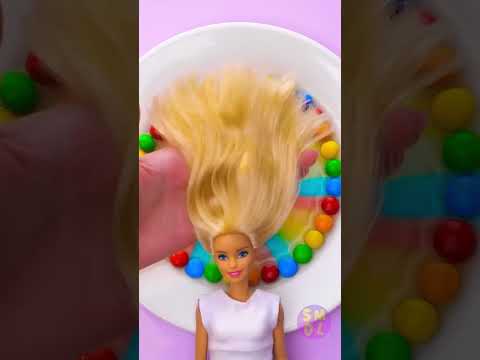 Cool Lifehack to quickly dye your Barbie doll's hair different colors💚🩷💛