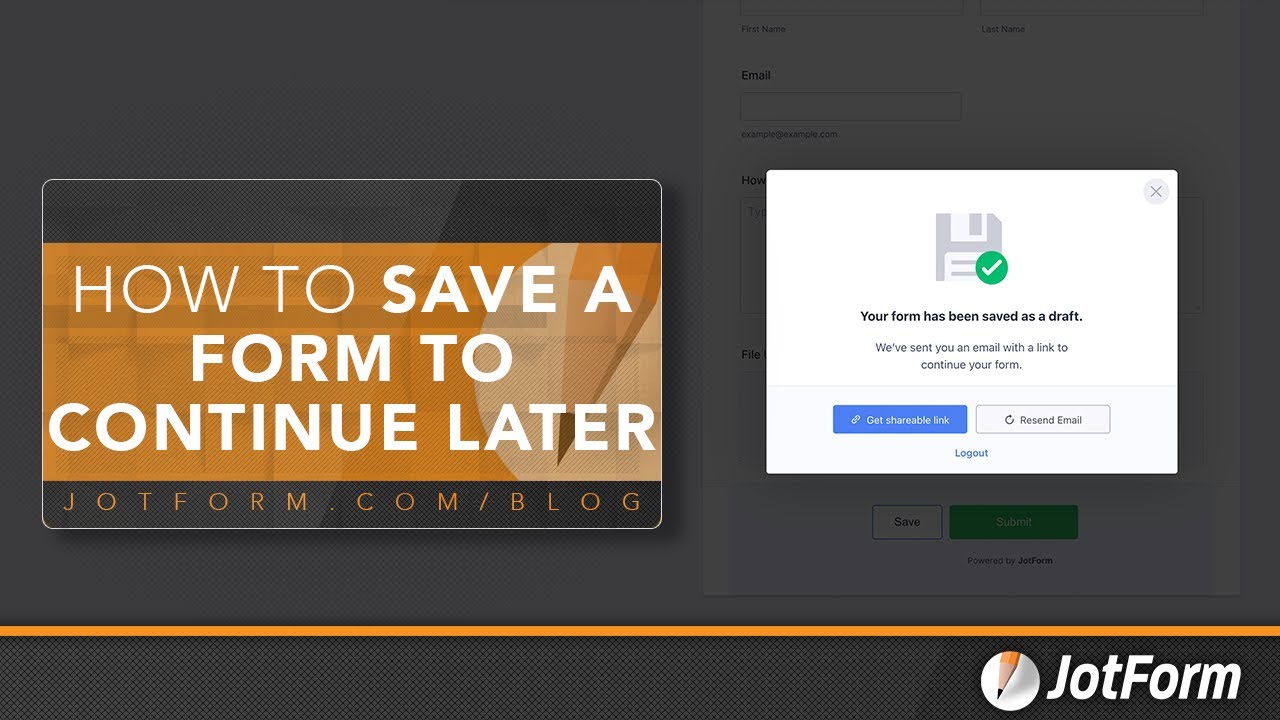 How to save a form to continue later YouTube