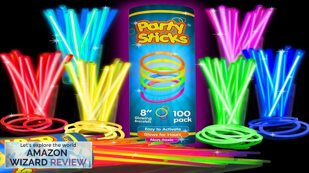 PartySticks Glow Sticks Party Supplies Glow in The Dark Light Up Sticks ...