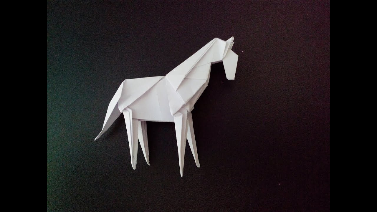 Простая лошадь оригами — схема сборки из бумаги