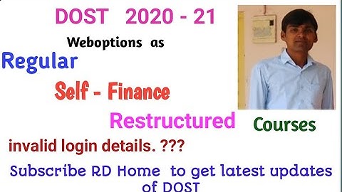 TS DOST 2020 Course Type II Regular/ Self finance / Restructured
