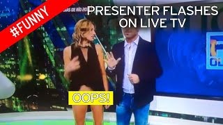 Italian presenter accidentally flashes underwear on live TV