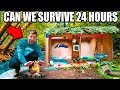 $10 SURVIVAL CHALLENGE IN THE WOODS (24 Hour Box Fort Survival)