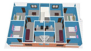 تصميم منزل 2 شقة على سلم واحد مساحة 190 متر مربع 19 متر الواجهة فى 10 متر عرض