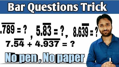 Bar questions Tricks | how to convert bar questions into fraction |recurring decimals into fraction