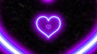 Purple Violet Neon Lights Love Heart Tunnel Particles Background | 4k 60fps Tunnel Background