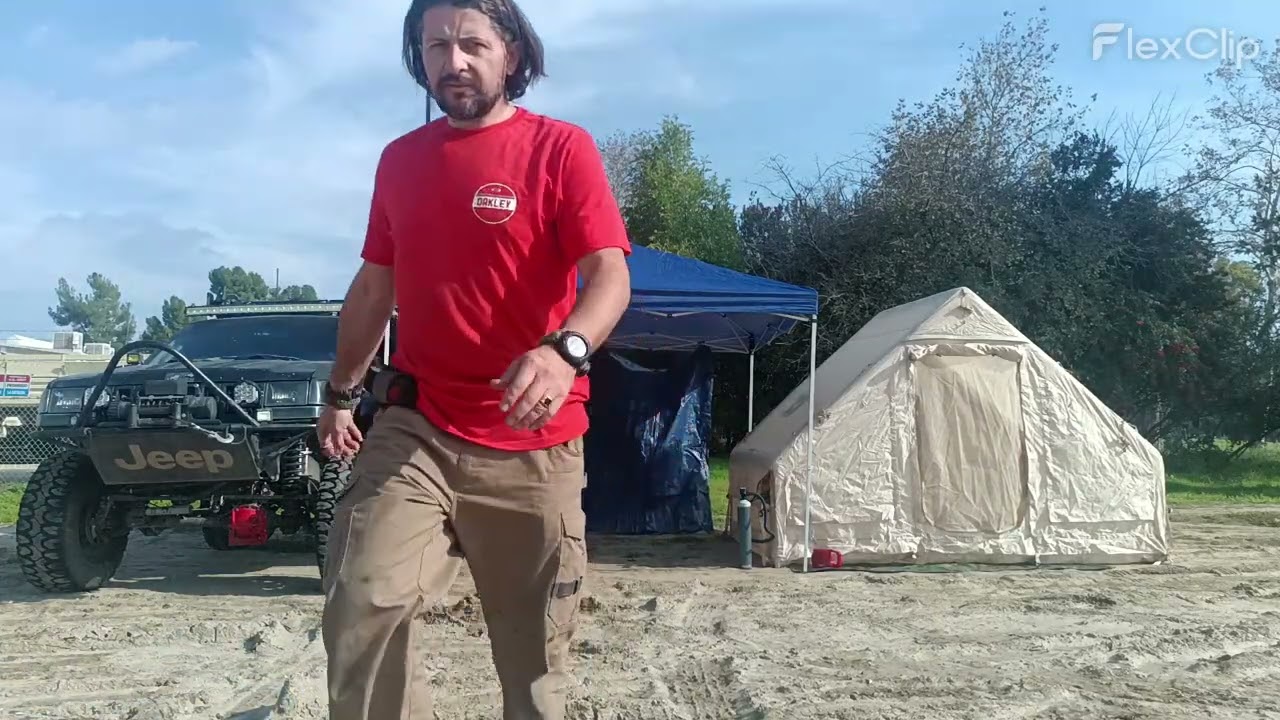 Vevor Inflatable Tent with my overlanding Jeep Grand Cherokee ZJ