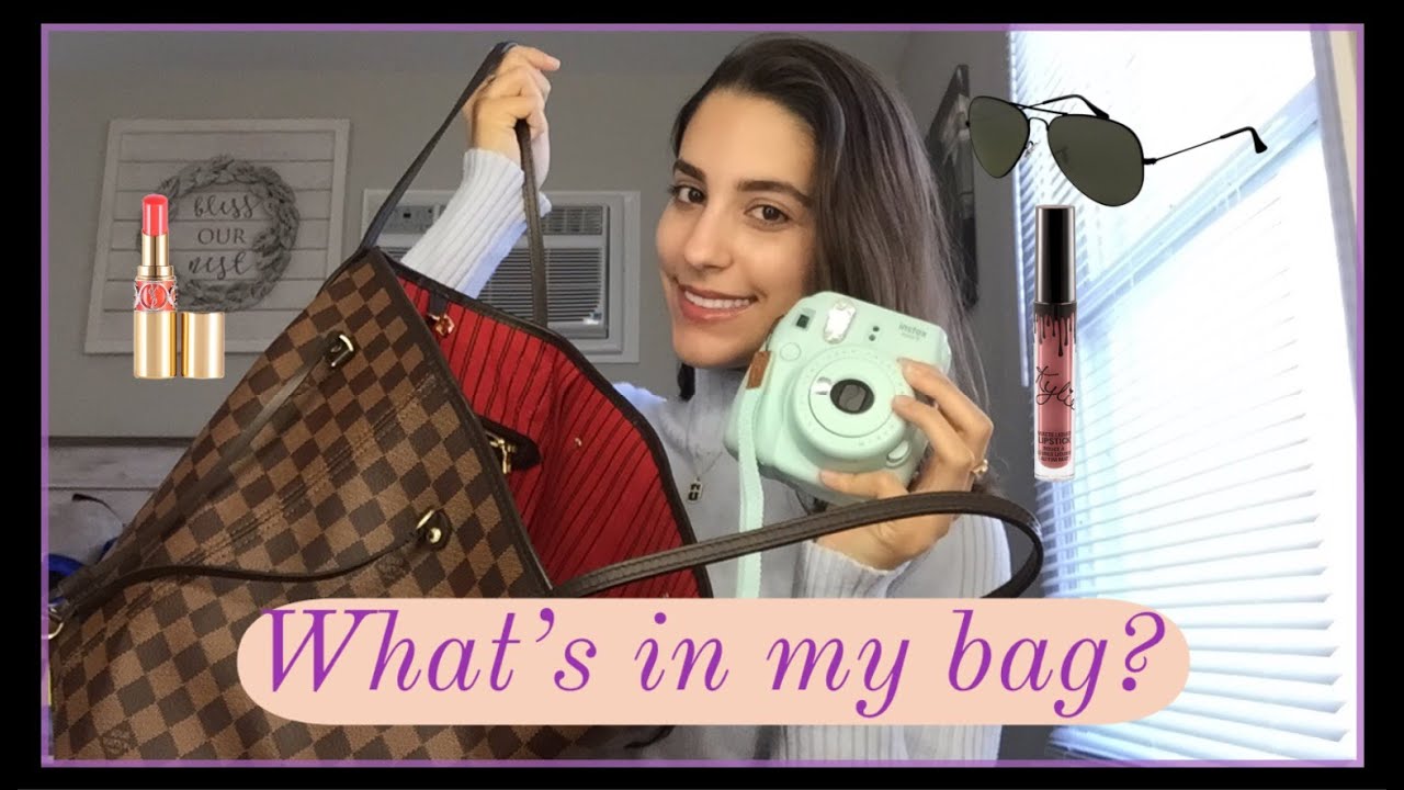 What&#39;s in my bag? Louis Vuitton Neverfull MM Damier Ebene! - YouTube